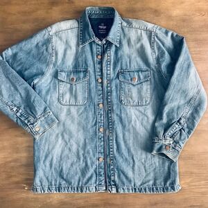 OshKosh Bgosh Vintage Blue Denim Quilted Lined Shirt Jacket Shacket Large L